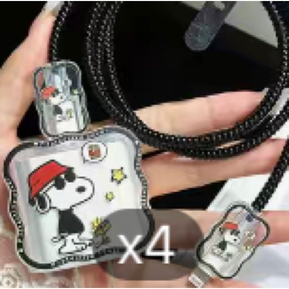 Snoopy Joe Cool Apple 18W/20W Charger Protector Cover & iPhone Data Cable NEW - Picture 3 of 8